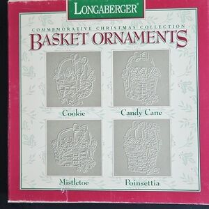 Longaberger Commemorative Pewter Basket Ornaments Set Of 4 1995 In Box EUC